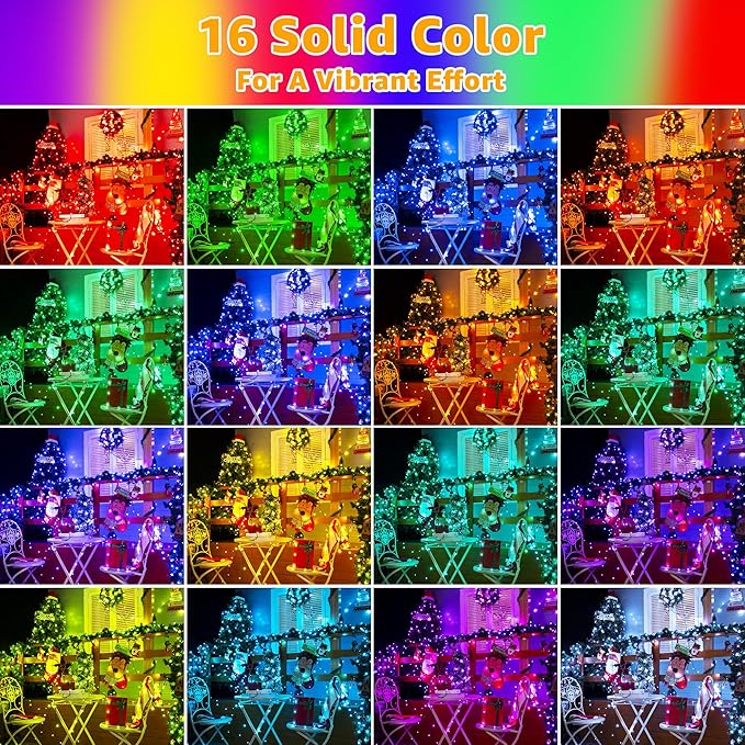 Ollny RGB Christmas Lights 400 LEDs 131 FT, 130 Modes Color Changing Christmas String Lights with Remote, Timer & Waterproof, Outdoor Xmas Lights for Thanksgiving Day House Holiday Decorations