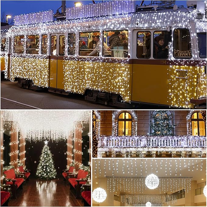 Solar String Lights Outside, 4Pack 480 LED Fairy Lights, 160FT Solar Twinkle Light with 8 Modes Waterproof Outdoor for Christmas Tree Halloween Wedding Garden Patio Yard Decorations(White)