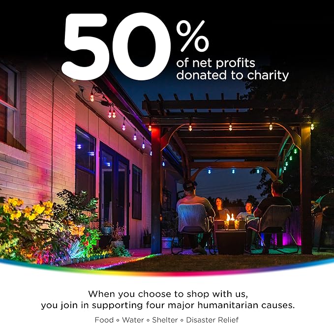 Enbrighten Vibe Smart Color Changing String Lights, 24ft Black Cord, 12 Shatterproof Acrylic Bulbs, Weatherproof, Dimmable, Outdoor String Lights, Works with Alexa, Google Home, 2 Pack, 82764