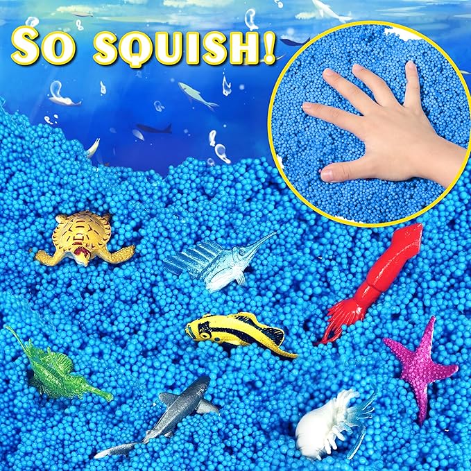 Ocean Sensory Table with Sands, Bin with Lid, Indoor Outdoor Use, Sand Art Kit for Boys and Girls, Toys for Toddlers Age 3-5, 17x11.5x10.2 Inches