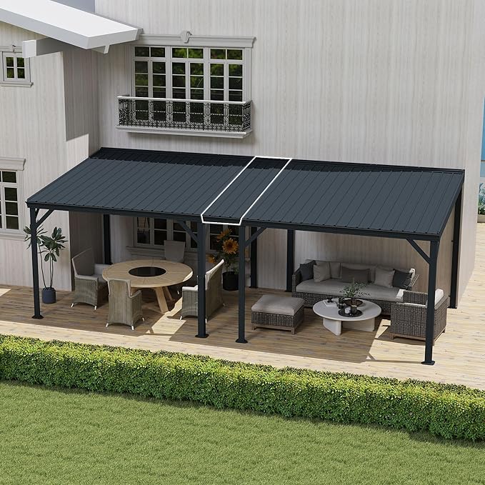 Wall Mount Gazebo Connector Kit for 10ft Width, Pre Drilled Steel Expansion Linker with Easy Bolt On Assembly, Weatherproof for 10'x10', 10'x12',10'x14' and 10'x16' Lean to Gazebos