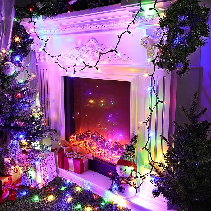 Christmas Lights -1 Pack 21.5FT 100LED Conectable Waterproof String Lights Brighter Detachable Plug-in Lights Indoor & Outdoor for Christmas Decoration(Mulitcolor)