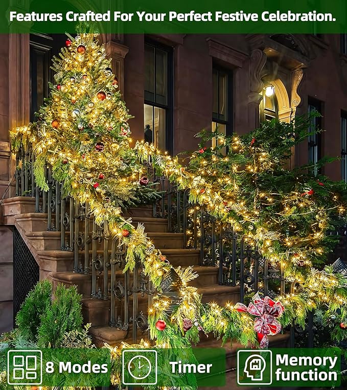 750 LED 246FT Christmas Lights Outdoor, Super Long Waterproof Christmas String Lights with 8 Modes, Christmastree Lights with Timer Memory for Fence Garden Xmas Wedding Party Decor Warm White