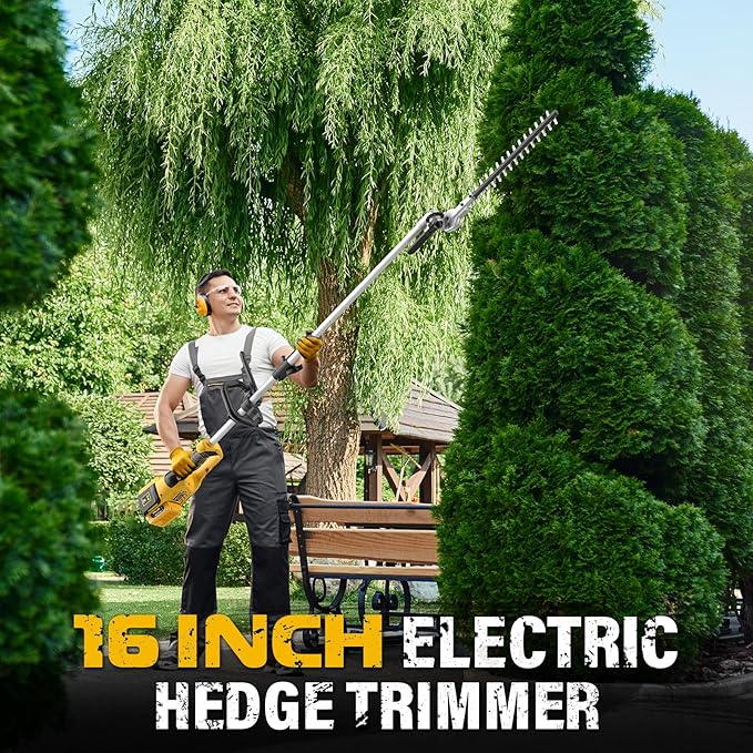 40V Weed Wacker Cordless, 8-Inch Pole Saw, Hedge Trimmer and Brush Cutter, 4-in-1 Multi Garden Tools with 2X20V 4.0Ah Batteries and Charger