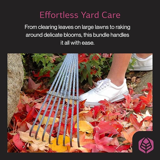 Yard Butler World’s Greatest Rake Set, ILT-208 - Garden Rake for Lawncare - Convenient Garden Cleaning Accessory - Lightweight Wooden Handle - Steel Tines - Easy to Maneuver
