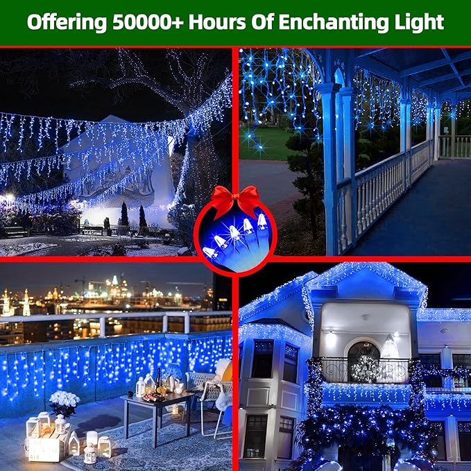 792 LED Christmas Lights with 176 Drops,82ft 8 Modes Fairy Hanging String Lights with Timer Waterproof, Plug-in Christmas String Lights for Holiday Wedding Party Christmas Decorations(Blue)