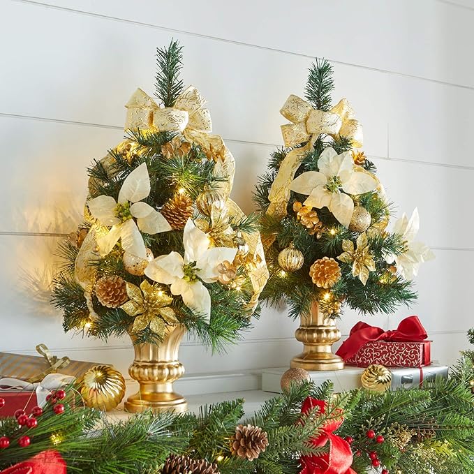 BrylaneHome 24" H Tabletop Christmas Tree - Gold