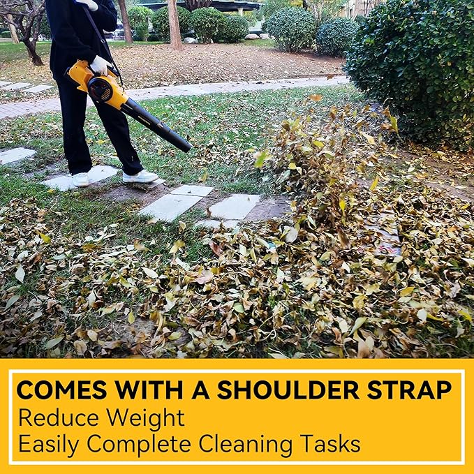 MOK Leaf Blower Cordless, 670CFM Electric Leaf Blowers with 2 x 6.0Ah Batteries and Charger, 3- Speed & Turbo Mode,1 x Rubber-Coated Snow Shovels, 1 x Shoulder Strap, Blowers for Lawn Care