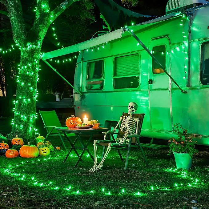 JMEXSUSS 200 LED Christmas Lights Outdoor, 66ft Connectable Green String Lights Plug in, 8 Modes Waterproof Green Christmas Lights for Outside Indoor Yard St Patrick's Day Tree Halloween Xmas Decor