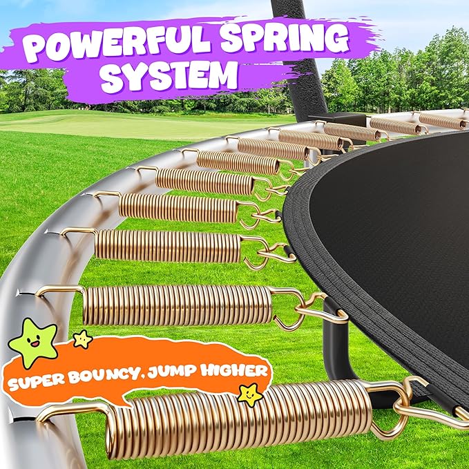 Trampoline 8FT 10FT 12FT 14FT 15FT 16FT, Recreational Trampolines with Enclosure Net and Ladder, Outdoor Anti-Rust Trampolines for Kids and Adults, ASTM Approved