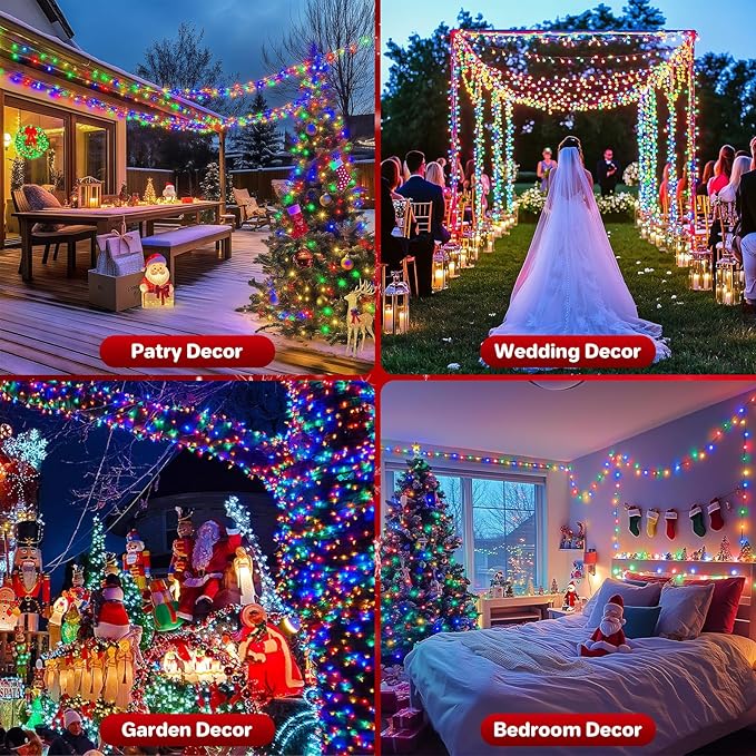 Extra Long 264Ft 800 LED Christmas Lights with Timer, Green Wire Fairy Starry String Lights Plug in, 8 Modes and Memory, forIndoor Outdoor Xmas Tree Wedding Party Decoration,Multicolor