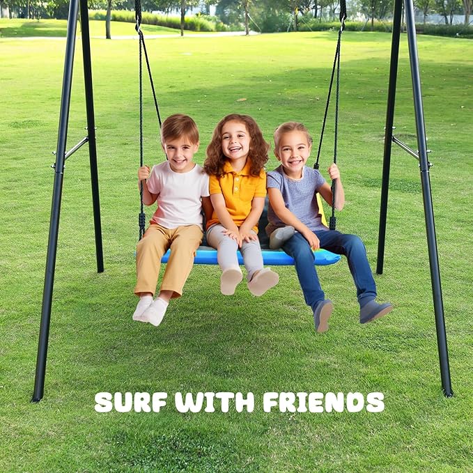 Trekassy Swing Sets for Backyard, 440lbs Heavy Duty A-Frame Metal Stand with 60 Large Platform Swing for Outdoor Playground Park