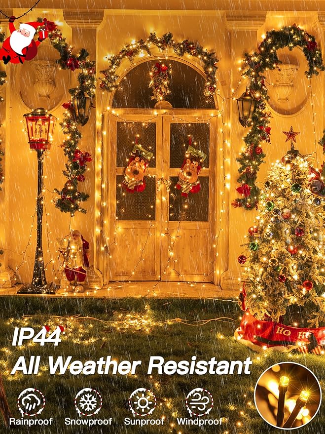 Christmas Lights 131FT 400 LED, Christmas Tree Light with 8 Lighting Modes, Outdoor Waterproof String Lights with Remote and Timer, Fairy Light for Holiday Decor (Warm White)