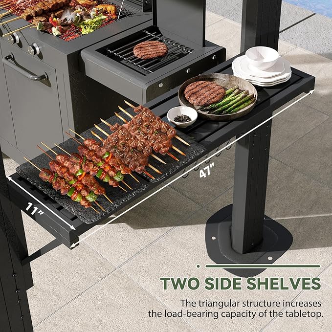 Aoxun Grill Hardtop Gazebo 5'x8', Aluminum Frame Canopy with Galvanized Steel Roof for Outside BBQ Party, Outdoor Metal Pavilion with Double Side Shelves for Backyard, Patio and Deck