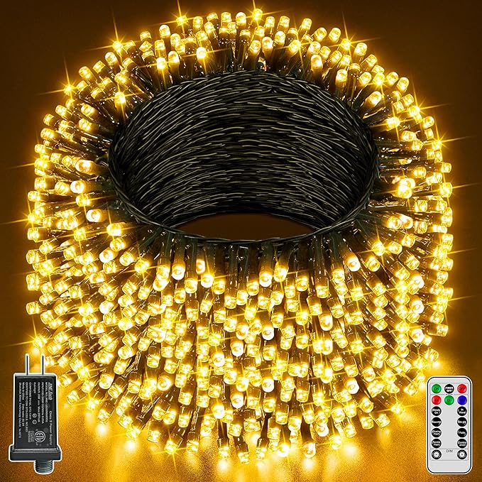 Christmas Lights 131FT 400 LED, Christmas Tree Light with 8 Lighting Modes, Outdoor Waterproof String Lights with Remote and Timer, Fairy Light for Holiday Decor (Warm White)
