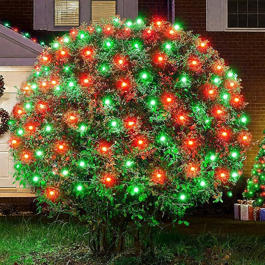 BlcTec Upgraded Christmas Lights Outdoor 176LED 8.7ft x 5.2ft Christmas Net Lights with UL Certified, 8 Modes, Timer, Connectable, Waterproof & Thick Wire for Bushes, Shrubs Decorations, Red Green