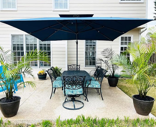 PURPLE LEAF 12 FT Cantilever Patio Umbrella Outdoor Umbrella with 330lbs Base Large Square Windproof Offset Umbrella for Pool Deck Garden, Ocean Slate