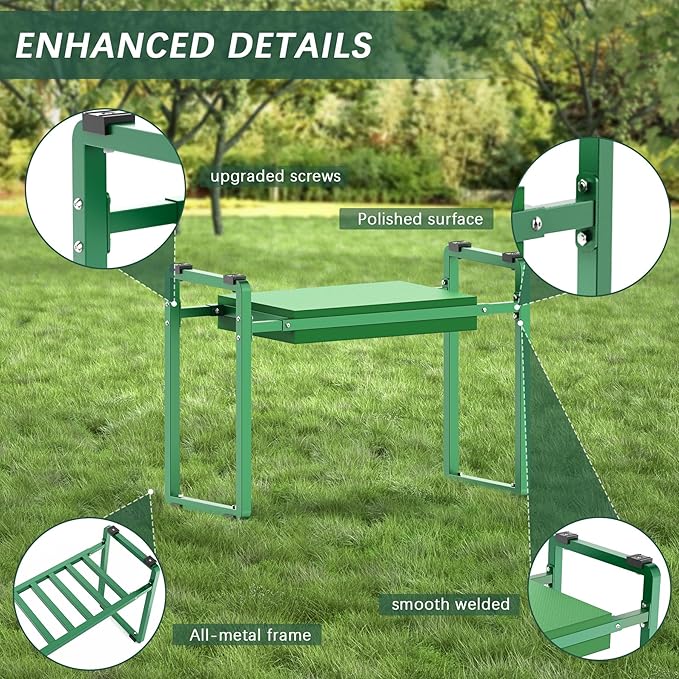 FLINTER Garden Kneeler and Seat, 10.2 Wider Heavy Duty Thick Gardening Bench for Kneeling and Seat - Multifunctional Kneeler Bench, Gardening Gifts for Women, Seniors Grandparents, Green