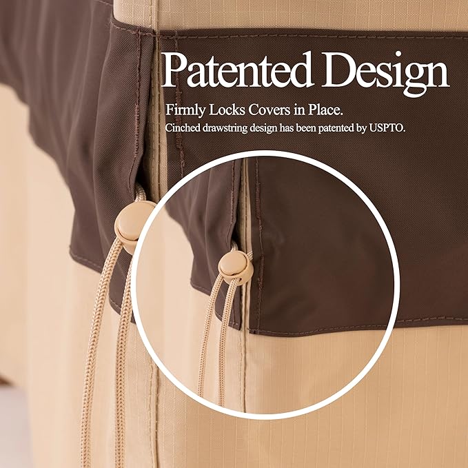 WJ-X3 Patio Chair Cover, Outdoor Lounge Cover, Heavy Duty, Waterproof Lawn Chair Covers, 29W x 30D x 36H, Beige & Coffee, 2-Pack