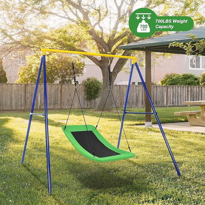 Costzon 700 lbs Giant 60'' Platform Tree Swing for Kids and Adult, Indoor/Outdoor Large Swing with Oxford Fabric, Adjustable Hanging Ropes, Suitable for Park, Playground, Backyard (Green)