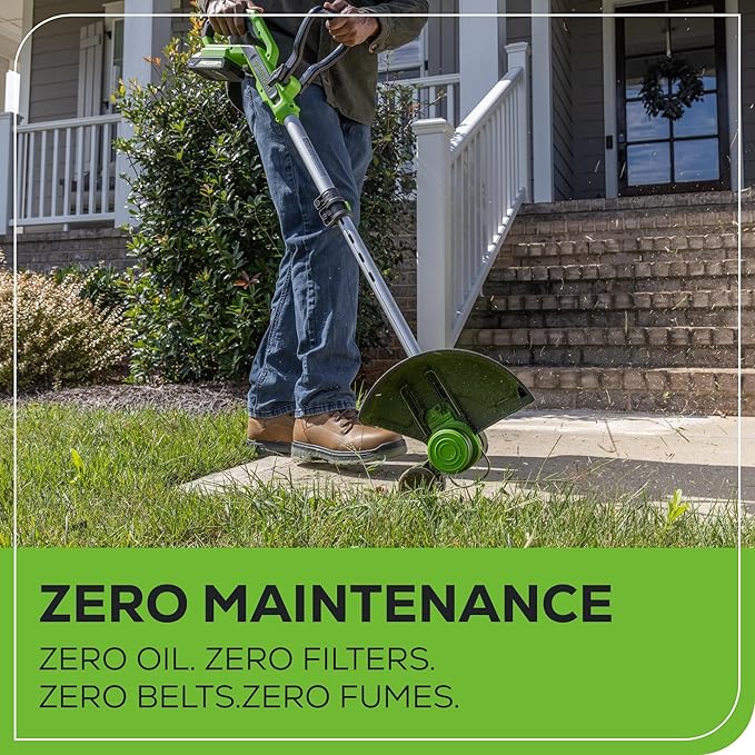 Greenworks 24V Cordless String Trimmer/Edger (Gen 2), 12 Cutting Width, Ultra-Light 6 lbs Design, with 2.0Ah Battery & Charger Included