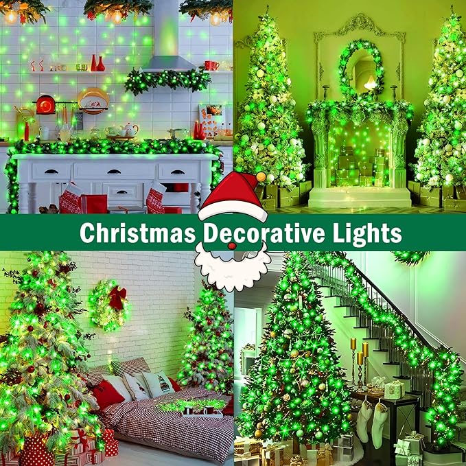 SAUIRS 197FT 500 LED Christmas Lights Outdoor String Lights with 8 Modes Timer Waterproof Fairy Light Plug in for Outside Indoor Party Xmas Palm Tree Yard Wedding Decorations(Green)