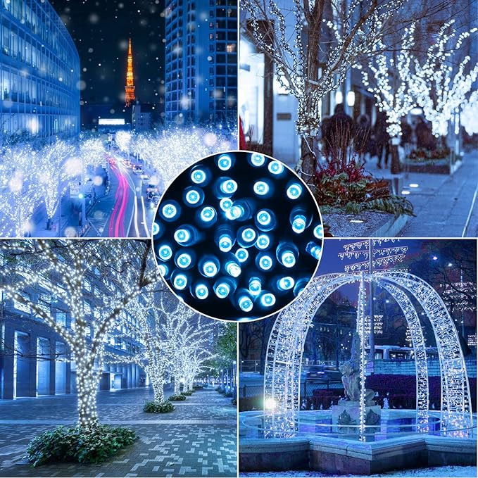 50 Counts Aqua LED Christmas Lights - 25ft 5mm String Lights Outdoor Commercial Grade Waterproof, Indoor Christmas Tree Decorations, Green Wire Mini String Lights, UL, IP:65