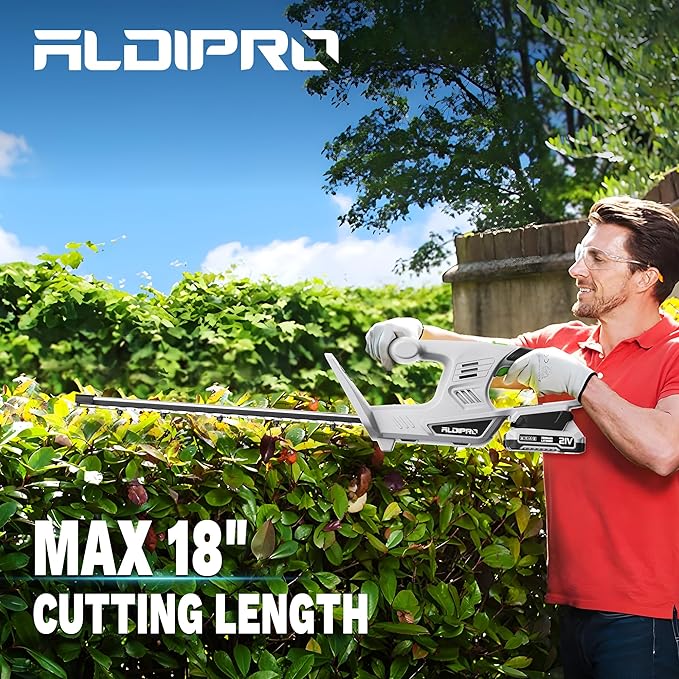 Cordless Leaf Blower and Hedge Trimmer Combo 21V Ultra-Lightweight 3lbs 400CFM/130MPH Blower, 18 Blade & 5/8'' Cutting Bush Trimmer with 2.0Ah Battery and Fast Charger, Ideal for Homeowners & Seniors