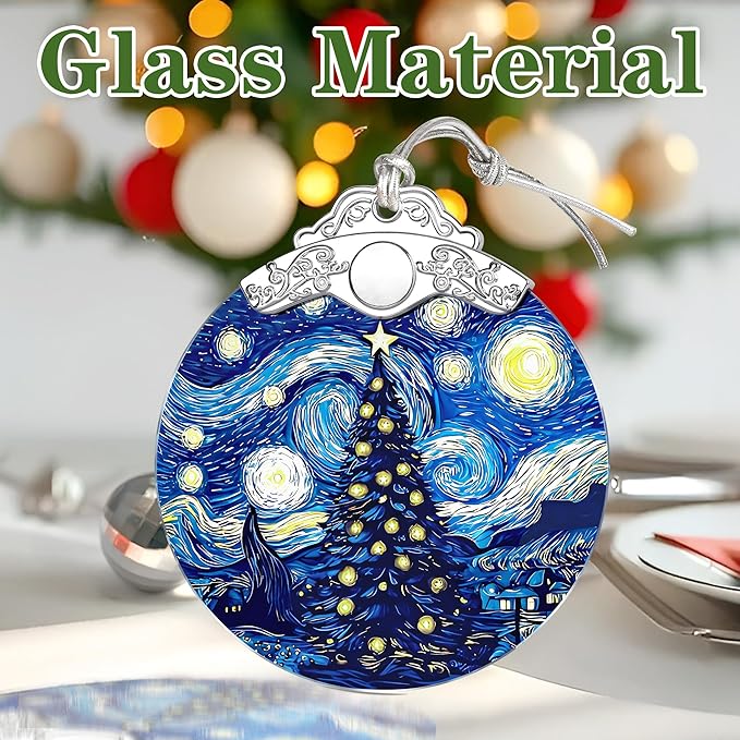 Christmas Ornament, Starry Night Christmas Tree Ornament, Starry Night Stained Glass Ornament, Van Goghs Keepsake, Holiday Decor, Xmas Stocking Stuffers, Gift Idea, Gifts for Friend and Family