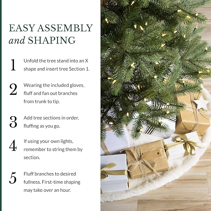 Balsam Hill Mountain Spruce - Realistic Narrow Artificial Christmas Tree with True Needle Foliage Available Unlit or with Warm LED Clear Lights, Unlit, 7.5'