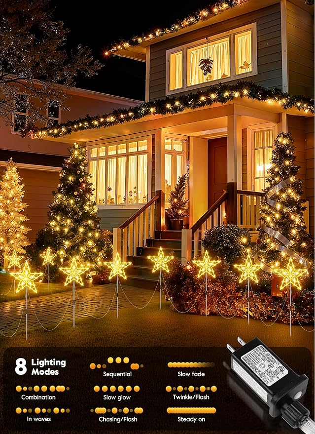Brightown Pathway Lights Outdoor Christmas Decorations, 2 Set Total 20-Pack Large Waterproof Stake Decorative Light for Outside Sidewalk Yard Lawn Path Walkway Driveway Marker Stake, Warm White