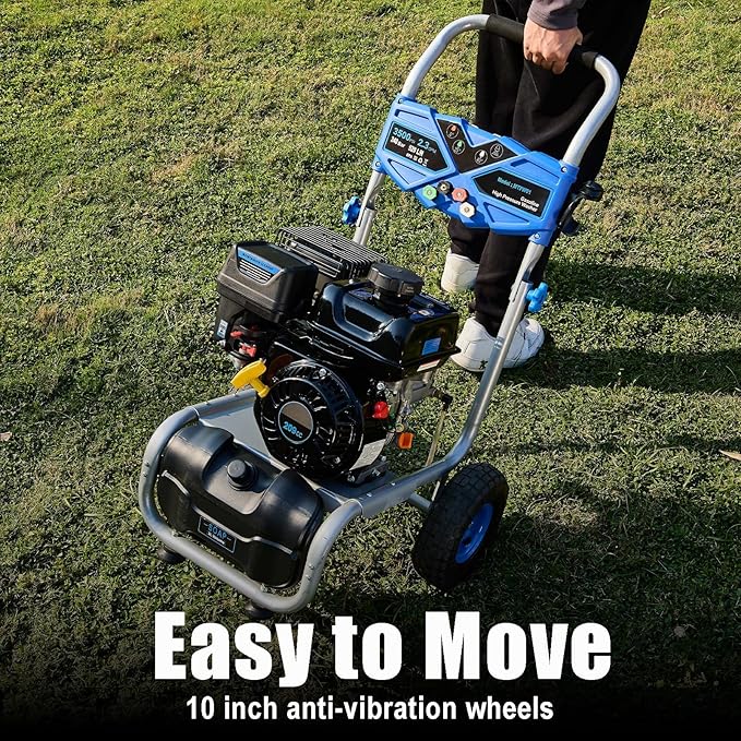 Gas Pressure Washer 3500 PSI, 2.3 GPM Heavy Duty High Power Washer,209CC 7HP Engine with 25Ft Pressure Hose, Axial Aluminum Pump, Soap Tank, 4 Quick Connect Nozzle (Blue)