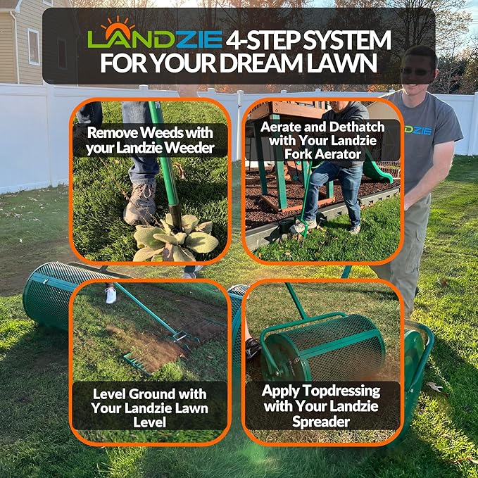 LANDZIE - The Original 8FT Drag Harrow Driveway Grader, 64 LB Heavy Duty Tow Behind Lawn and Landscape Rake, Gravel Driveway Drag, Power Rake , Lawn Leveler