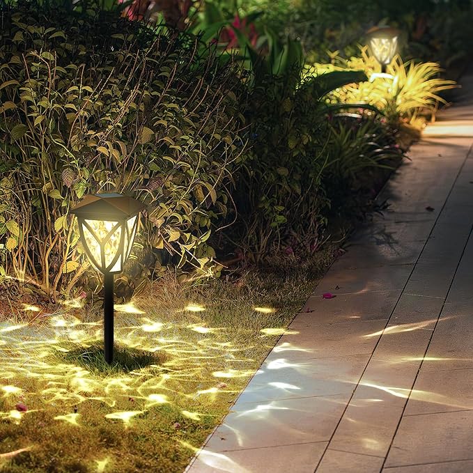 Ensenior 8-Pack Solar Lights Outdoor, 16.77" 3000K LED Solar Garden Lights for Pathway, Yard, Patio, Walkway, Planter, Waterproof, Energy-Efficient Landscape Lighting