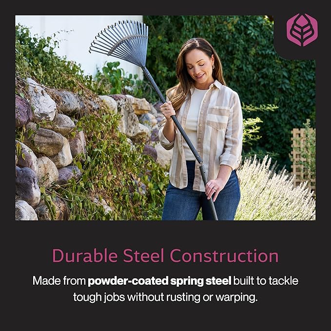 Yard Butler World’s Greatest Rake Set, ILT-208 - Garden Rake for Lawncare - Convenient Garden Cleaning Accessory - Lightweight Wooden Handle - Steel Tines - Easy to Maneuver
