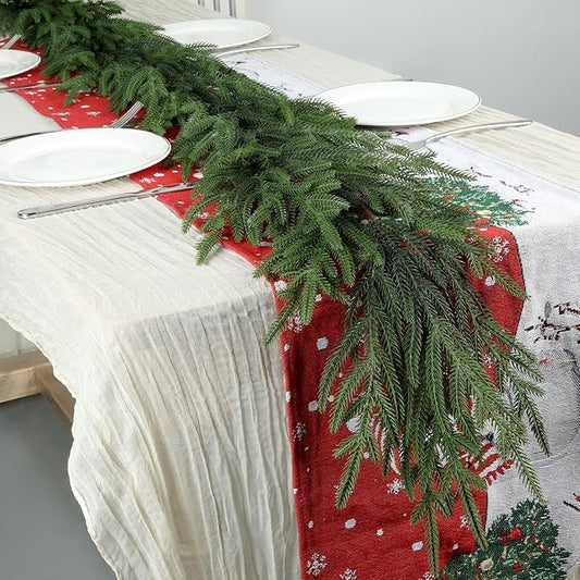 Artgar Pine Garland - 6 Ft Christmas Garland - Artificial Green Cedar Garlands - Garlands Christmas Decorations for Home Mantel Stairs Dining Table Christmas Decor (Green)