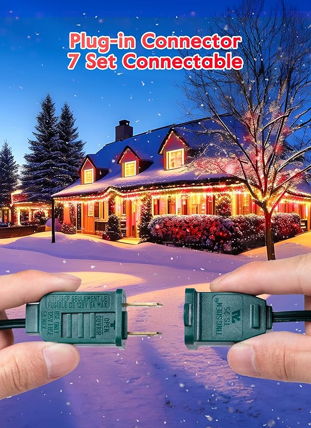 100 Feet Led Christmas Lights, Red and Warm White C9 Christmas String Lights Outdoor, 100 Strawberry Bulbs Connectable UL Certified for Indoor Outdoor Roofline Patio Holiday Party Backyard Decor