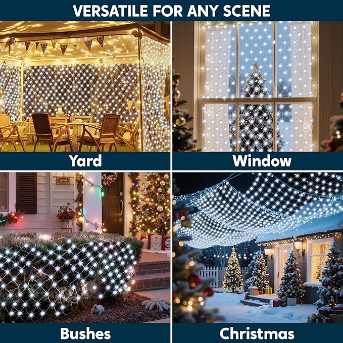 JOYIN 360 LED Christmas Net Lights, 6.5X 16.4FT Christmas Mesh Lights with 8 Modes, Connectable, Waterproof for Bushes Trees Yard Indoor Outdoor Xmas Decorations (Cool White)
