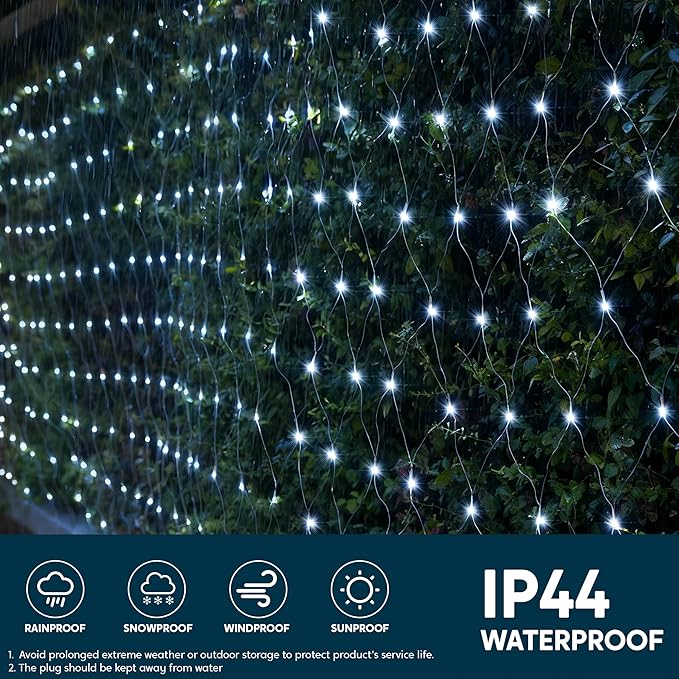 JOYIN 200 LED Christmas Net Lights, 6.5X 10FT Christmas Mesh Lights with 8 Modes, Connectable, Waterproof for Bushes Trees Yard Indoor Outdoor Xmas Decorations (Cool White)