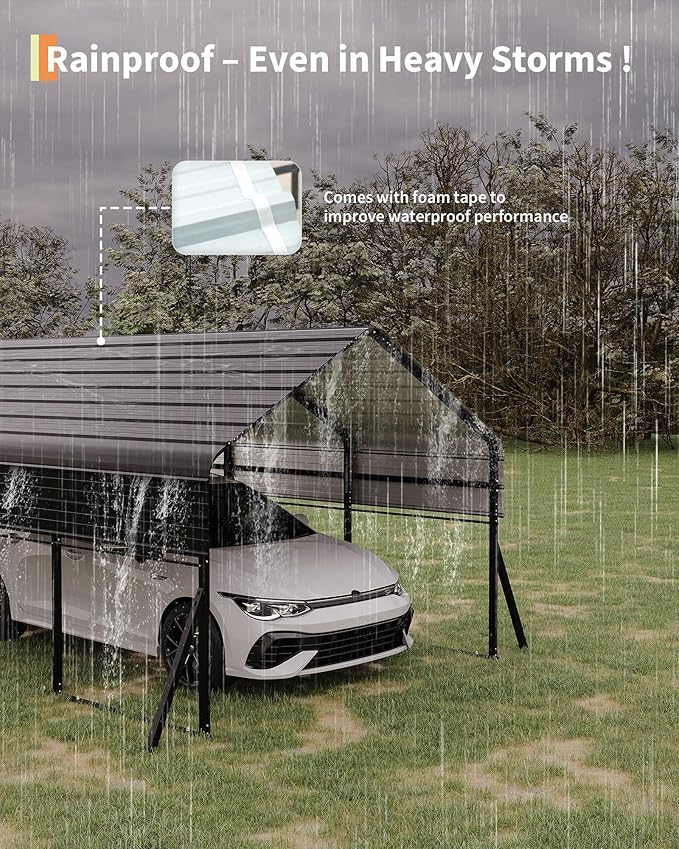 10x15 FT Heavy Duty Metal Carport Kit, Reinforced Frame with Anchors, for Trucks, Boats, RV, Tractor, 100MPH Wind & 35PSF Snow Rating, Easy Assembly
