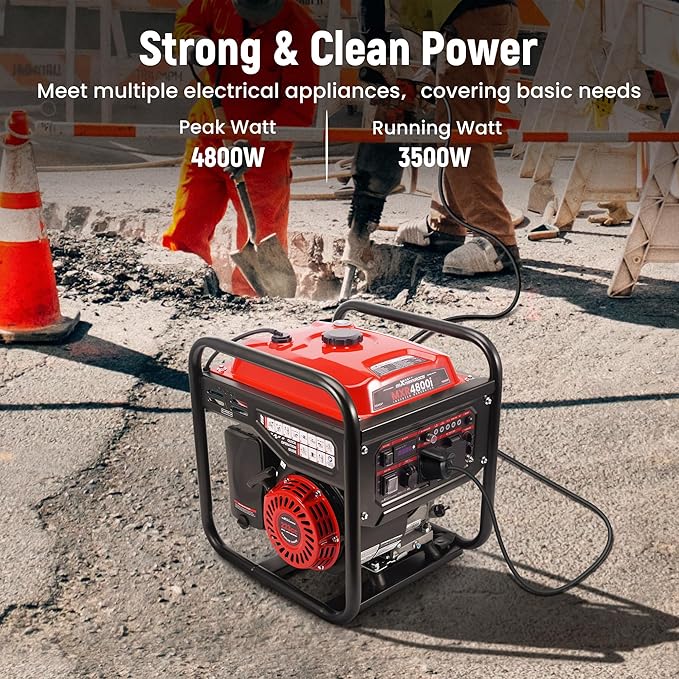 maXpeedingrods 4800 Watt Portable Inverter Generator, Gas Powered Open Frame Generator with ECO Mode, Lightweight for Outdoor Camping, Home Backup, Garden