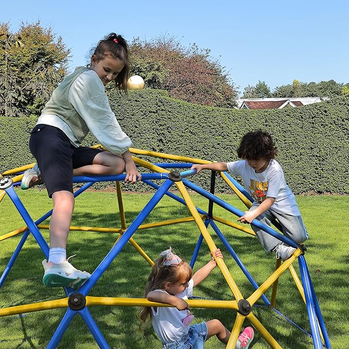 Zupapa New Upgraded Outdoor Geometric Dome Climber with 750LBS Weight Capability,3D Assembly Video,Suitable for 1-6 Kids Climbing Frame (Blue, 9FT)