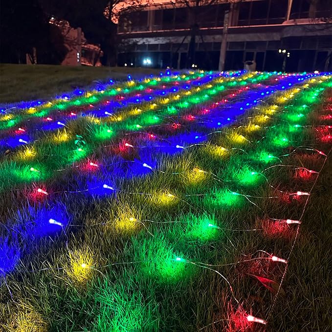 JOYIN 360 LED Christmas Net Lights, 6.5X 16.4FT Christmas Mesh Lights with 8 Modes, Connectable, Waterproof for Bushes Trees Yard Indoor Outdoor Xmas Decorations (Multicolor)