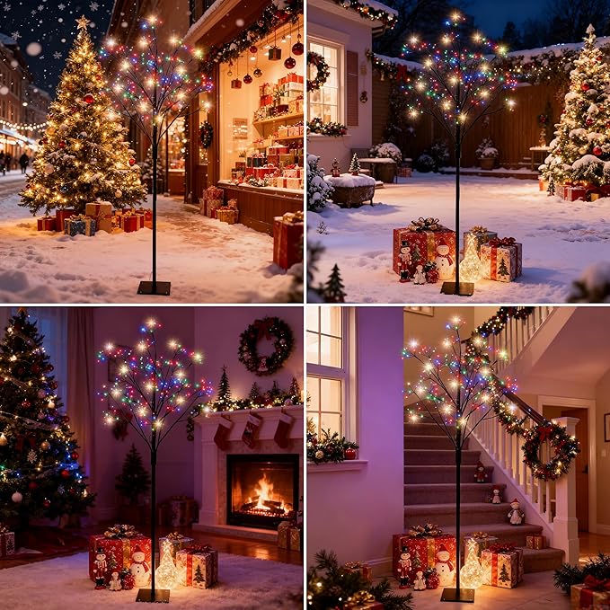 Lomotech Chritsmas Tree Lights - 216 LEDs 5Ft Artificial Christmas Tree with Timer, Includes 14 LEDs Twinkle Lights for Holiday, Wedding, Party, Christmas Decorations (Multicolor)