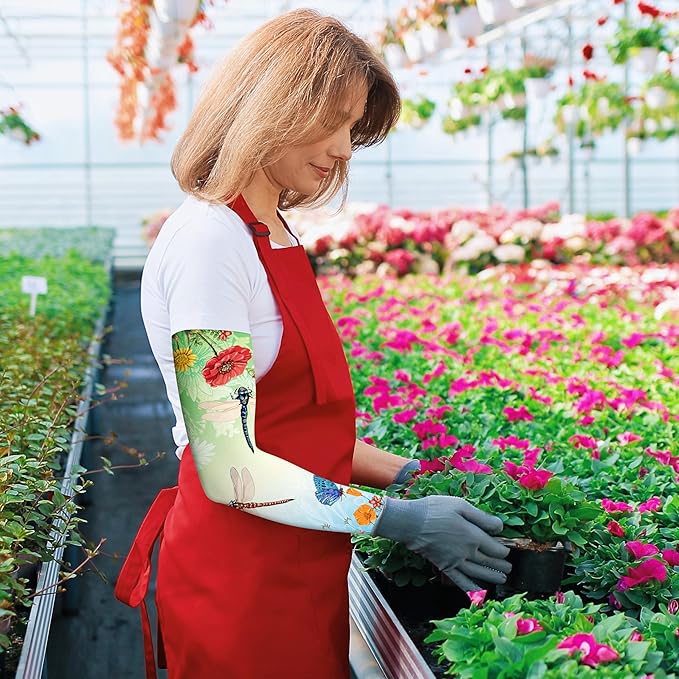 Buwuta Garden Sleeves for Women Dragonfly Sun Protection Sleeves Anti-Scratch Arm Cooling Sleeves for Farmers Sports