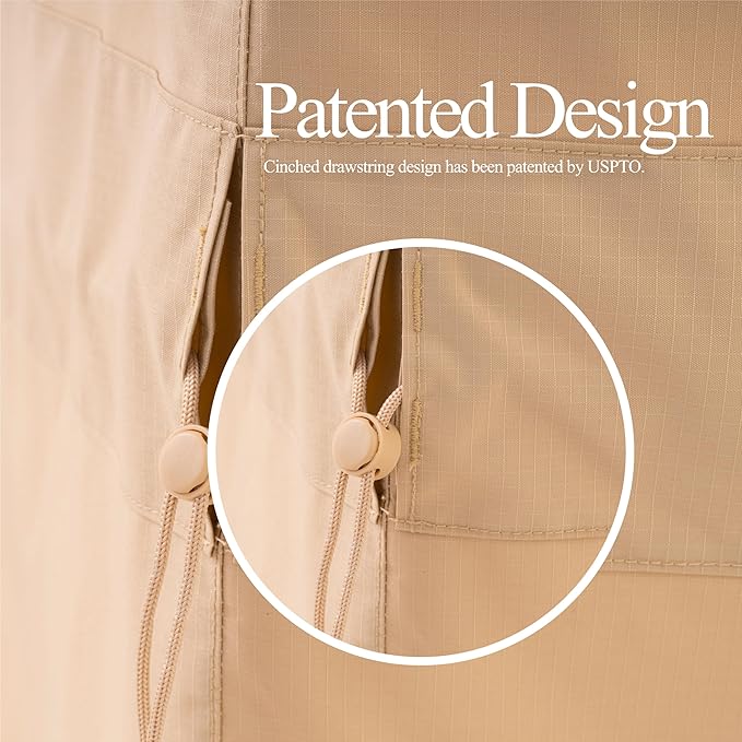 WJ-X3 Patio Chair Cover, Outdoor Lounge Cover, Heavy Duty, Waterproof Lawn Chair Covers, 36W x 40D x 36H, Beige, 2-Pack