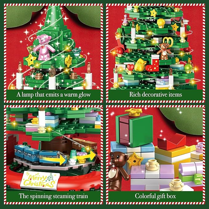 Christmas Tree Building Set for Kids, Christmas Tree 2025 Collectible Holiday Building Block Home Decor, Ornaments for Boys, Girls and Adults, 888Pcs, Deep Green