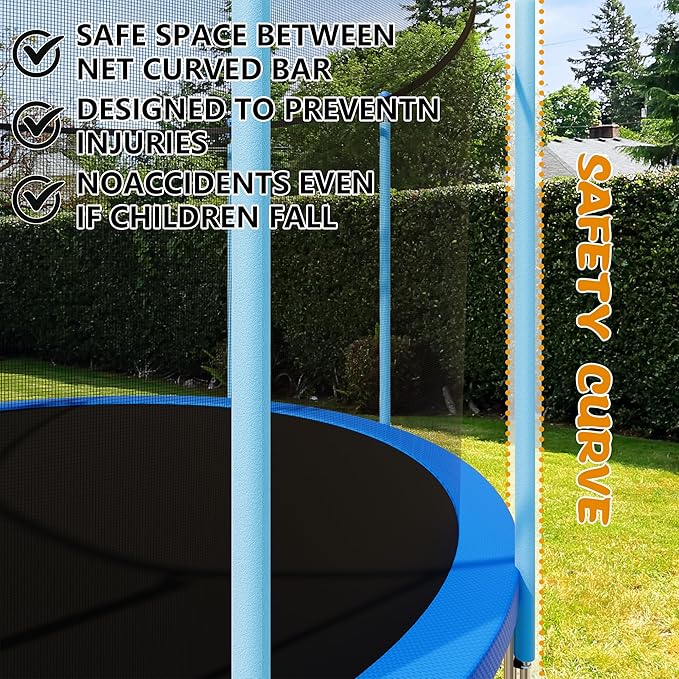 Trampoline Outdoor 12FT 14FT with Enclosure and Ladder, ASTM Approved Recreational Trampoline for Kids and Adults, Anti-Rust Coated Frame