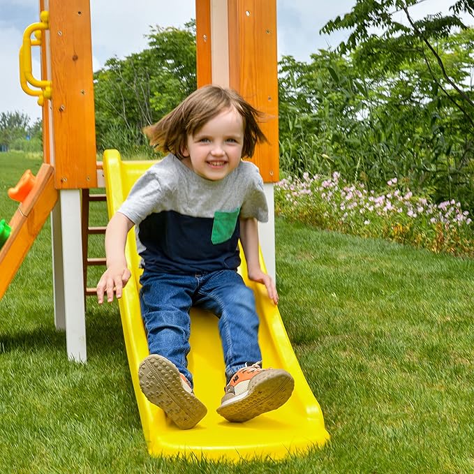 Avenlur Forest Modern Toddler Swing Set: Endless Fun for Ages 18 Months to 4-5 Years - Slide, Rock Wall, Ladder, Clubhouse Fort, Durable Swing - Easy Climbing Handles - Premium Quality!