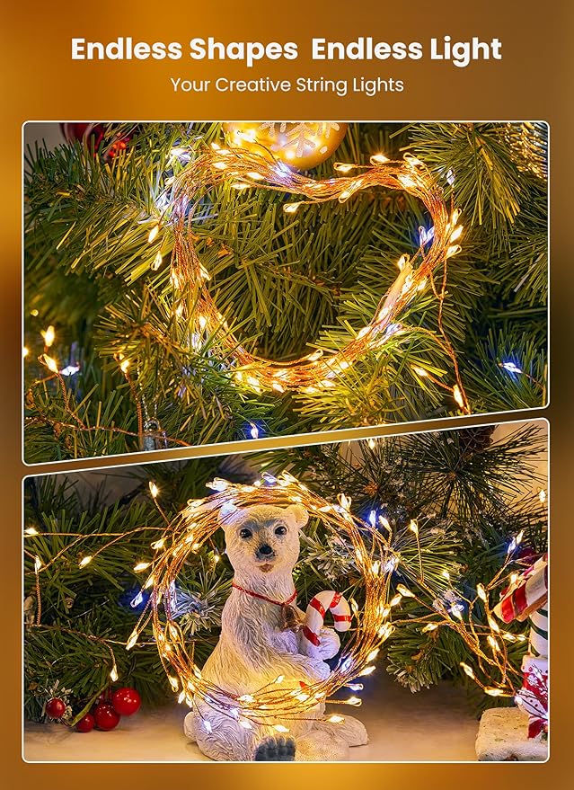 6 Pack 120LED Fairy Lights Battery Operated, 10Ft Twinkle Lights with Timer, Waterproof Silver Wire Starry Firefly Light for DIY Wreath Weeding Indoor Outdoor Christmas Decorations